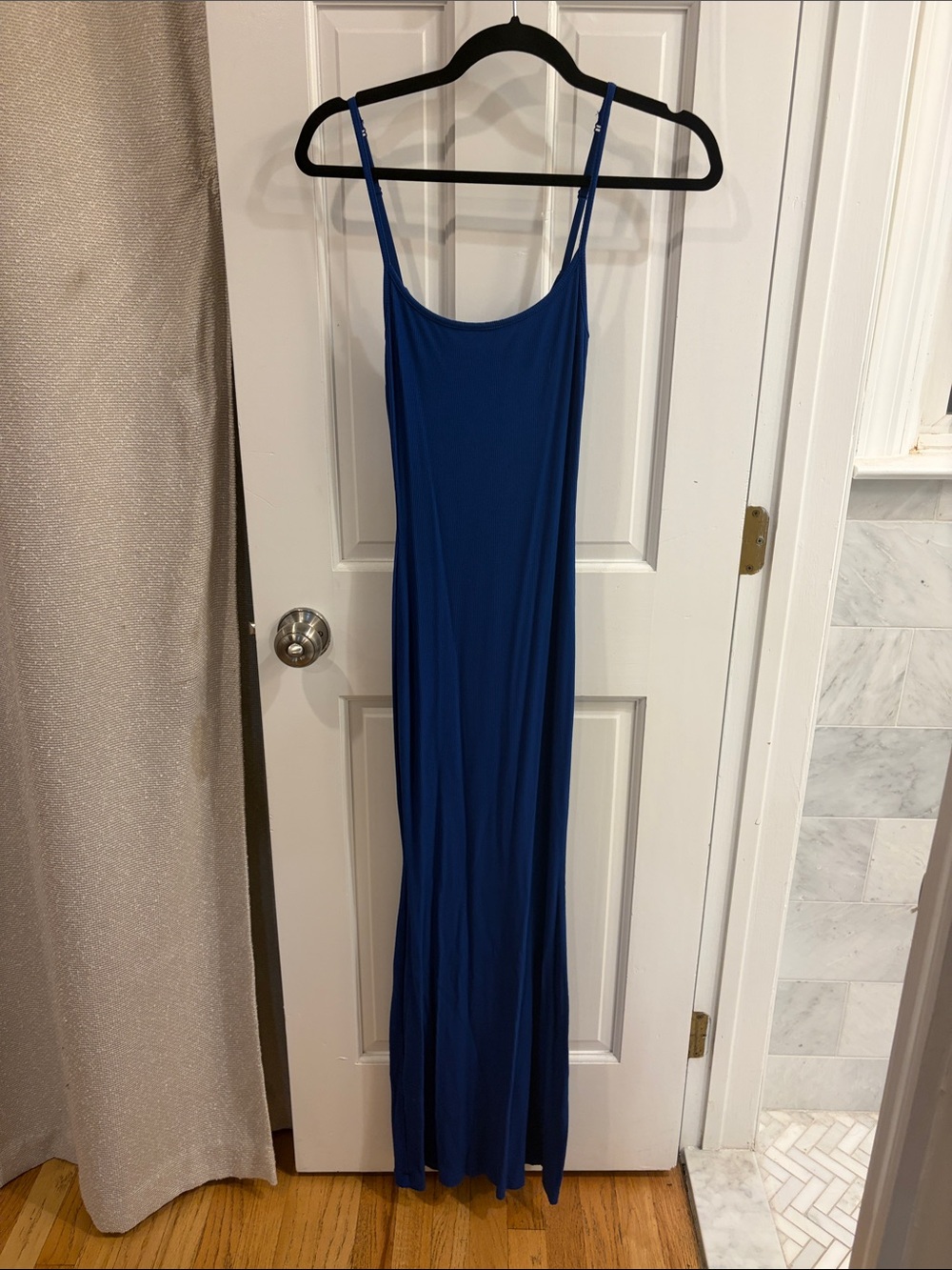 SKIMS Royal Blue Maxi Slip Dress with Spaghetti Straps